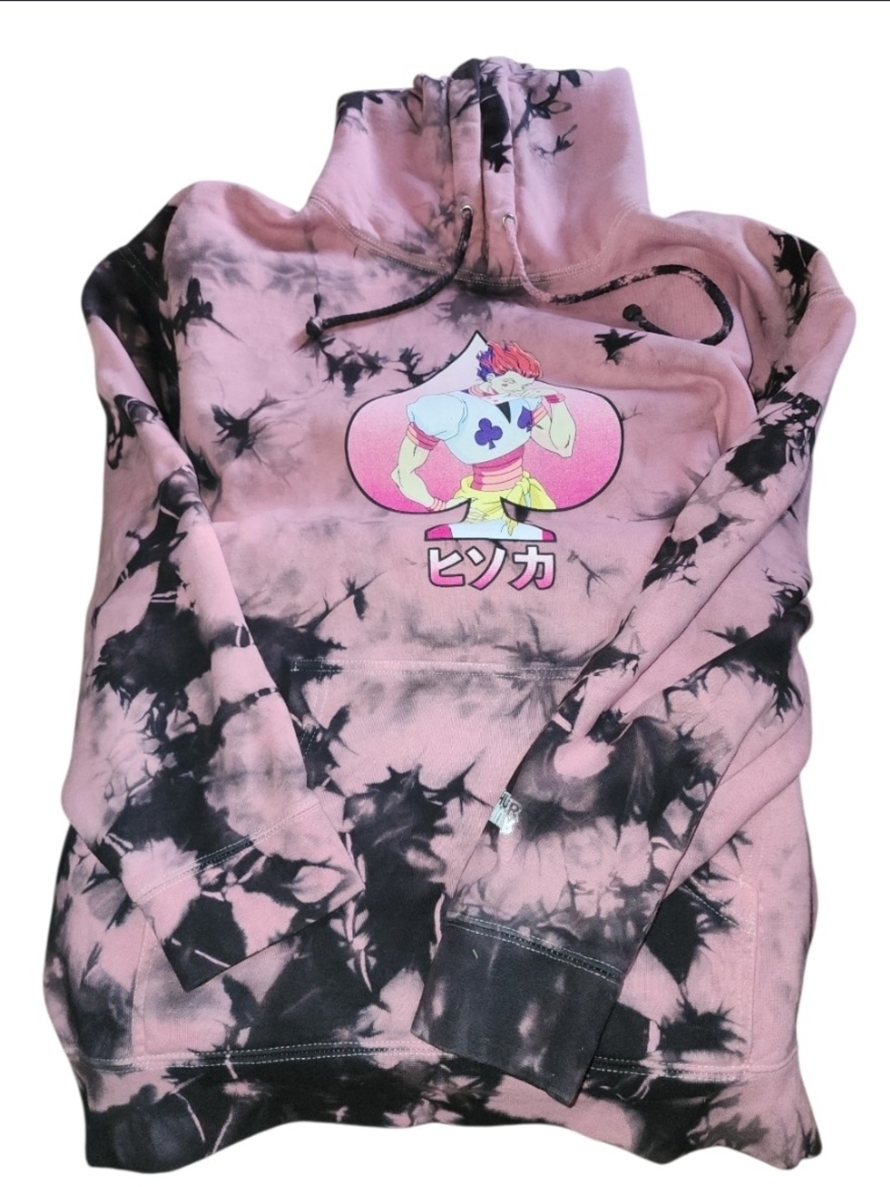 HYPLAND HUNTER & HUNTER Hisoka Morow Anime Pink Black Tie-Dye Unisex Hoodie XL